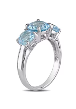 Brand new ⭐ 4.38 ct. t.g.w. Sky Blue Topaz 3-Stone Ring in Sterling Silver by Belk & Co. 🎁 -DealsBelk & Co. Store Belk 774