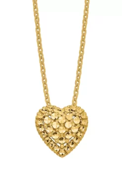 New 🧨 14K Yellow Gold Diamond Cut Heart Slide Necklace by Belk & Co. ⭐ -DealsBelk & Co. Store Belk 7742