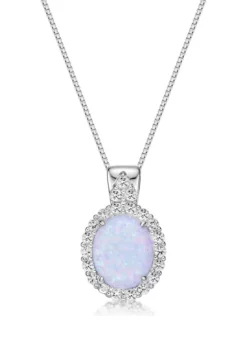 Wholesale 🤩 Lab Created 2 ct. t.w. Created Opal and White Topaz Pendant in Sterling Silver by Belk & Co. 🤩 -DealsBelk & Co. Store Belk 7746