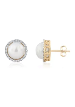 Best reviews of 🤩 Freshwater Peal & Diamond Earrings in 10k Yellow Gold by Belk & Co. ⌛
