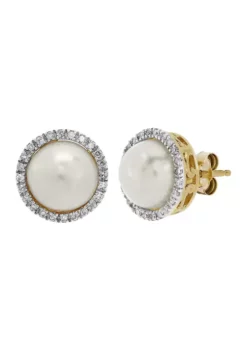 Best reviews of 🤩 Freshwater Peal & Diamond Earrings in 10k Yellow Gold by Belk & Co. ⌛ -DealsBelk & Co. Store Belk 7755