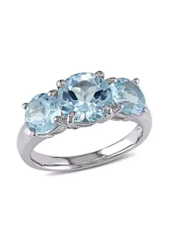 Brand new ⭐ 4.38 ct. t.g.w. Sky Blue Topaz 3-Stone Ring in Sterling Silver by Belk & Co. 🎁 -DealsBelk & Co. Store Belk 776