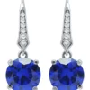 Best Pirce 🌟 5.10 ct. t.w. Nano Blue Sapphire & Created White Sapphire Drop Earrings in Sterling Silver by Belk & Co. 🤩