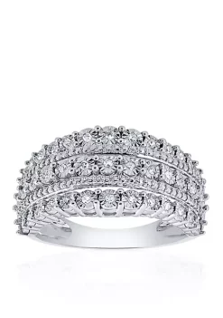 Top 10 😀 Diamond 3 Row Band in Sterling Silver by Belk & Co. 💯