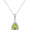 Top 10 ⭐ Sterling Silver 6x4mm Pear Shaped Peridot Diamond Accent Halo Pendant Necklace by Belk & Co. 🌟