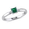 Wholesale 😍 1/5 ct. t.w. Created Emerald and Diamond Accent Promise Ring in Sterling Silver by Belk & Co. 👍