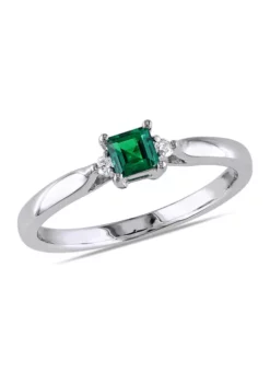 Wholesale 😍 1/5 ct. t.w. Created Emerald and Diamond Accent Promise Ring in Sterling Silver by Belk & Co. 👍 -DealsBelk & Co. Store Belk 7781