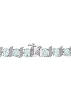 Flash Sale 😀 11.20 ct. t.g.w. Aquamarine and Diamond Accent Tennis Bracelet in Sterling Silver by Belk & Co. 🔔 -DealsBelk & Co. Store Belk 7788