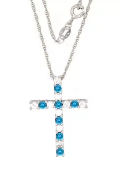 Promo ๐ฅ Blue Topaz Cross Pendant Necklace in Sterling Silver by Belk & Co. ๐