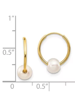 Best Pirce 🛒 14K Yellow Gold 5-6mm White Semi-round Freshwater Cultured Pearl Endless Hoop Earrings by Belk & Co. ✔️ -DealsBelk & Co. Store Belk 7826