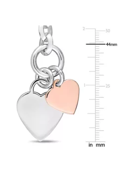 Coupon ⭐ Oval Link Bracelet with Double Heart Charm and Toggle Clasp in 2-tone Rose and White Sterling Silver by Belk & Co. 🔔 -DealsBelk & Co. Store Belk 7837