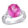 Wholesale ✨ Lab Created 7 1/2 CT TGW Created Pink Sapphire and Diamond Accent Ring in Sterling Silver by Belk & Co. ⭐