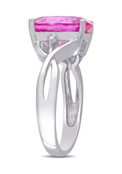 Wholesale ✨ Lab Created 7 1/2 CT TGW Created Pink Sapphire and Diamond Accent Ring in Sterling Silver by Belk & Co. ⭐ -DealsBelk & Co. Store Belk 7847