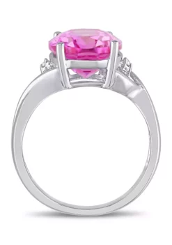 Wholesale ✨ Lab Created 7 1/2 CT TGW Created Pink Sapphire and Diamond Accent Ring in Sterling Silver by Belk & Co. ⭐ -DealsBelk & Co. Store Belk 7849