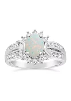 Best Pirce 😉 Lab Created 0.7 ct. t.w. Created Opal and White Topaz Ring in Sterling Silver by Belk & Co. ⌛