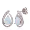 Budget 🛒 Opal and Diamond Stud Earrings in Sterling Silver by Belk & Co. 🎁