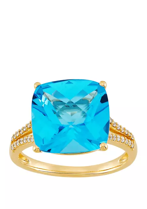 Brand new ๐ 8.7 ct. t.w. Sky Blue Topaz and 1/8 ct. t.w. Diamond RIng in 10K Yellow Gold by Belk & Co. ๐ 2 Brand new ๐ 8.7 ct. t.w. Sky Blue Topaz and 1/8 ct. t.w. Diamond RIng in 10K Yellow Gold by Belk & Co. ๐ - Image 2