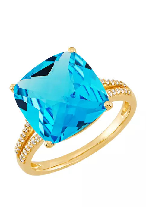 Brand new ๐ 8.7 ct. t.w. Sky Blue Topaz and 1/8 ct. t.w. Diamond RIng in 10K Yellow Gold by Belk & Co. ๐ 4 Brand new ๐ 8.7 ct. t.w. Sky Blue Topaz and 1/8 ct. t.w. Diamond RIng in 10K Yellow Gold by Belk & Co. ๐ - Image 4