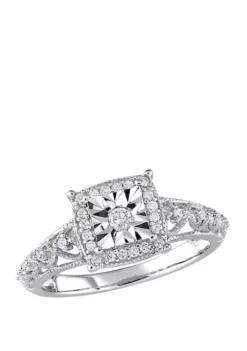 Top 10 😍 Diamond Square Halo Vintage Promise Ring in Sterling Silver by Belk & Co. 😉 -DealsBelk & Co. Store Belk 7898