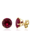 Hot Sale ⭐ Garnet Stud Earrings in 10K Yellow Gold by Belk & Co. 🔥