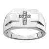 Flash Sale ⌛ 1/10 ct. t.w. Diamond Cross Ring in Rhodium Plated Sterling Silver by Belk & Co. 😀