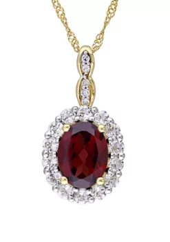 Cheap 🎉 1.38 ct. t.w. Garnet, 5/8 ct. t.w. White Topaz, and 1/10 ct. t.w. Diamond Accent Vintage Necklace in 14K Yellow Gold by Belk & Co. 💯