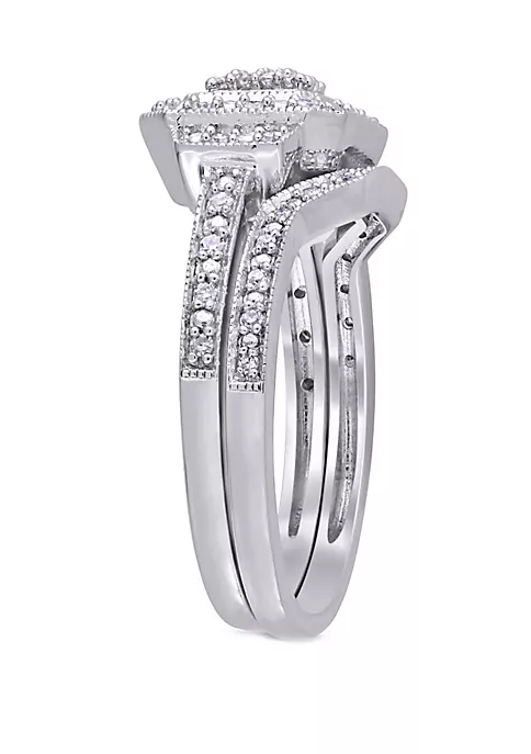 Cheapest 😉 1/4 ct. t.w. Diamond Vintage Split Shank Bridal Ring Set in Sterling Silver by Belk & Co. 😍 2 Cheapest 😉 1/4 ct. t.w. Diamond Vintage Split Shank Bridal Ring Set in Sterling Silver by Belk & Co. 😍 - Image 2