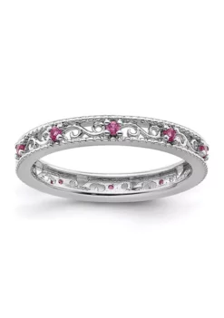 Cheap ๐งจ 1/5 ct. t.w. Lab Created Pink Sapphire Stackable Expressions Ring in Sterling Silver by Belk & Co. ๐ฏ