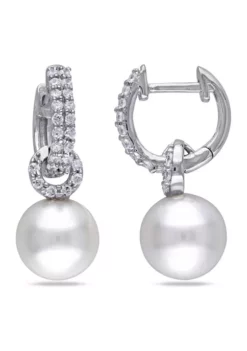 Promo 🔔 8 - 8.5 MM White Cultured Freshwater Pearl Earrings with Cubic Zirconia in Sterling Silver by Belk & Co. 👍 -DealsBelk & Co. Store Belk 8007