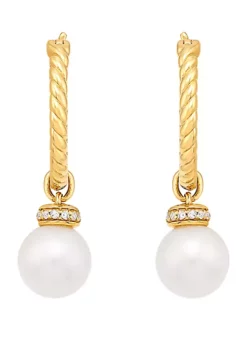 Top 10 ❤️ Fresh Water Pearl with 0.05 ct. t.w. Diamond Earrings in 10K Yellow Gold by Belk & Co. 🔔 -DealsBelk & Co. Store Belk 8009