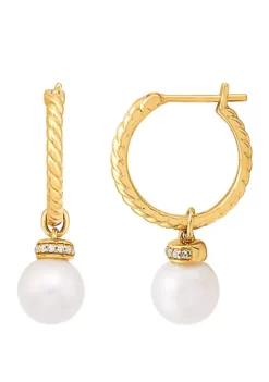 Top 10 ❤️ Fresh Water Pearl with 0.05 ct. t.w. Diamond Earrings in 10K Yellow Gold by Belk & Co. 🔔 -DealsBelk & Co. Store Belk 8010