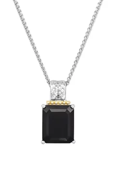 Best reviews of ❤️ Onyx Pendant Necklace in Sterling Silver/14k Yellow Gold by Belk & Co. 👏