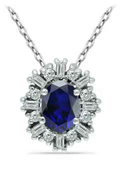 Best reviews of ✔️ Lab Created 1.1 ct. Synthetic Blue Sapphire and Created White Sapphire Necklace on 18 inch chain, Sterling Silver by Belk & Co. 🤩 -DealsBelk & Co. Store Belk 8029