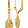 Coupon 👍 14K Yellow Gold Textured/Polished Satin Puff Diamond-cut Dangle Leverback Earrings by Belk & Co. 🧨