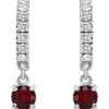 Coupon ❤️ 1.26 ct. t.w. Garnet and White Topaz Huggie Hoop Drop Earrings, Sterling Silver by Belk & Co. ⌛