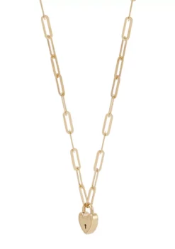 Promo ⭐ Heart Lock on Paperclip Chain Necklace in 10K Yellow Gold by Belk & Co. 😍 -DealsBelk & Co. Store Belk 8067