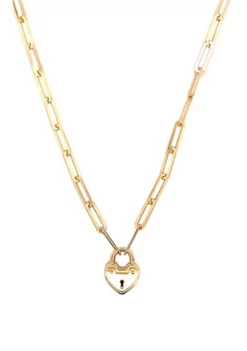 Promo ⭐ Heart Lock on Paperclip Chain Necklace in 10K Yellow Gold by Belk & Co. 😍 -DealsBelk & Co. Store Belk 8069