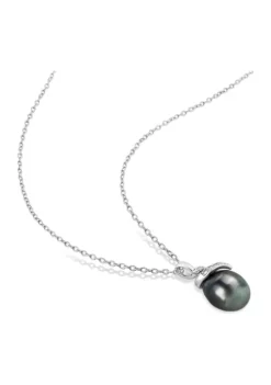 New ๐ 8-9mm Black Tahitian Cultured Pearl and Diamond Accent Swirl Pendant with Chain in Sterling Silver by Belk & Co. ๐ 8 New ๐ 8-9mm Black Tahitian Cultured Pearl and Diamond Accent Swirl Pendant with Chain in Sterling Silver by Belk & Co. ๐ -DealsBelk & Co. Store Belk 8079