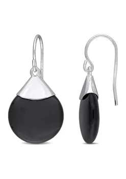 Cheapest ⌛ Onyx Hook Earrings in Sterling Silver by Belk & Co. 🎁