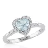 Buy ✔️ Sterling Silver Aquamarine and Diamond Heart Ring by Belk & Co. 👏