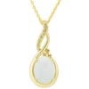 Top 10 👏 1/10 ct. t.w. Diamond and Lab Created Opal Necklace with 18" Rope Chain in 10K Yellow Gold by Belk & Co. 👍