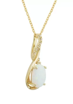 Top 10 👏 1/10 ct. t.w. Diamond and Lab Created Opal Necklace with 18" Rope Chain in 10K Yellow Gold by Belk & Co. 👍 -DealsBelk & Co. Store Belk 8128