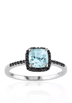 Top 10 🤩 10k White Gold Aquamarine and Black Diamond Ring by Belk & Co. 🔥 -DealsBelk & Co. Store Belk 8136