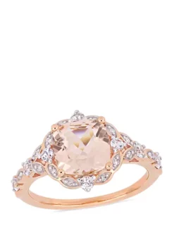 Discount ⌛ 2 ct. t.w. Morganite, 2/5 ct. t.w. White Sapphire, 1/10 ct. t.w. Diamond Accent Vintage Ring by Belk & Co. 🎁 -DealsBelk & Co. Store Belk 8159