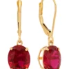 Cheap 😍 14K Yellow Gold Oval Created Ruby Dangle Earrings by Belk & Co. ✔️