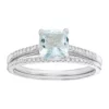 Best Pirce 🛒 3/4 ct. t.w. Aquamarine and 1/7 ct. t.w. Diamond Bridal Set Ring in 10K White Gold by Belk & Co. 🥰
