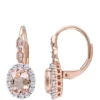 Deals 👏 1.4 ct. t.w. Morganite, 7/8 ct. t.w. White Topaz, and 1/10 ct. t.w. Diamond Accent Halo Vintage Earrings in 14k Rose Gold by Belk & Co. 🎁