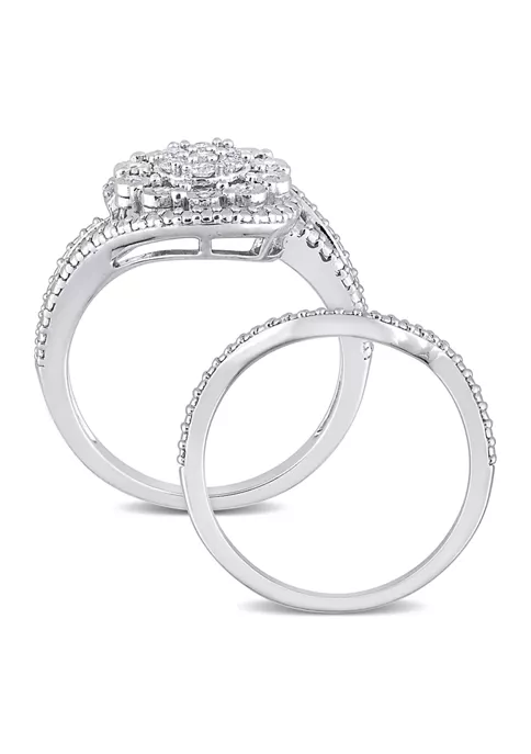 Discount 😀 1/4 CT TW Diamond Vintage Bridal Set in Sterling Silver by Belk & Co. 🎉 2 Discount 😀 1/4 CT TW Diamond Vintage Bridal Set in Sterling Silver by Belk & Co. 🎉 - Image 2