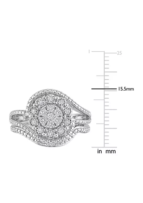 Discount 😀 1/4 CT TW Diamond Vintage Bridal Set in Sterling Silver by Belk & Co. 🎉 4 Discount 😀 1/4 CT TW Diamond Vintage Bridal Set in Sterling Silver by Belk & Co. 🎉 - Image 4