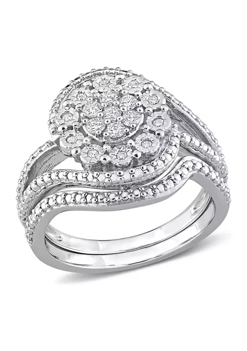 Discount 😀 1/4 CT TW Diamond Vintage Bridal Set in Sterling Silver by Belk & Co. 🎉 6 Discount 😀 1/4 CT TW Diamond Vintage Bridal Set in Sterling Silver by Belk & Co. 🎉 - Image 6